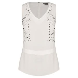City Chic Ivory/White Mirrored Stud Top